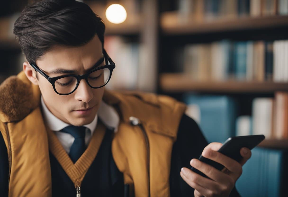 Uma pessoa tocando e deslizando na tela de um Kindle, com expressão frustrada